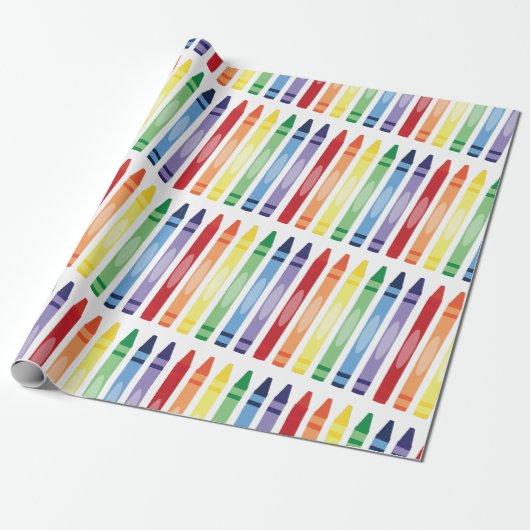 Kleurrijke Rainbow Crayons Patroon Cadeaupapier (Uitgerold)