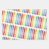 Kleurrijke Rainbow Crayons Patroon Inpakpapier Vel (Voorkant 2)