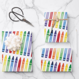 Kleurrijke Rainbow Crayons Patroon Inpakpapier Vel