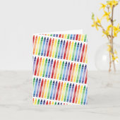Kleurrijke Rainbow Crayons Patroon Kaart (Gele Bloem)