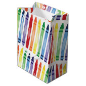 Kleurrijke Rainbow Crayons Patroon Medium Cadeauzakje (Achterkant Gekanteld)