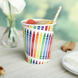 Kleurrijke Rainbow Crayons Patroon Papieren Bekers