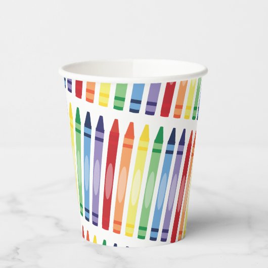 Kleurrijke Rainbow Crayons Patroon Papieren Bekers (Links)