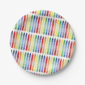 Kleurrijke Rainbow Crayons Patroon Papieren Bordje (Voorkant)