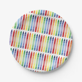 Kleurrijke Rainbow Crayons Patroon Papieren Bordje