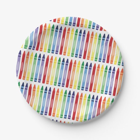 Kleurrijke Rainbow Crayons Patroon Papieren Bordje (Voorkant)