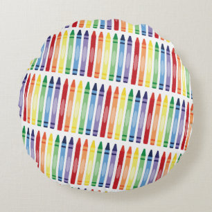 Kleurrijke Rainbow Crayons Patroon Rond Kussen