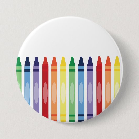 Kleurrijke Rainbow Crayons Patroon Ronde Button 7,6 Cm (Voorkant)