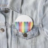 Kleurrijke Rainbow Crayons Patroon Ronde Button 7,6 Cm (In situ)