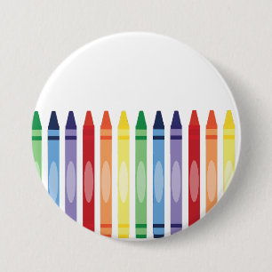 Kleurrijke Rainbow Crayons Patroon Ronde Button 7,6 Cm