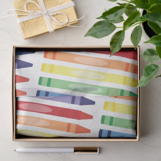 Kleurrijke Rainbow Crayons Patroon Tissuepapier (Geschenk)