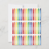 Kleurrijke Rainbow Crayons Schattige Monogram Kind Notitiekaartje (Achterkant)