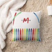 Kleurrijke Rainbow Crayons Schattige Monogram Kussen (Deken)