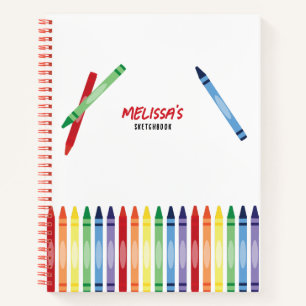 Kleurrijke Rainbow Crayons Schattige Monogram Sche Notitieboek