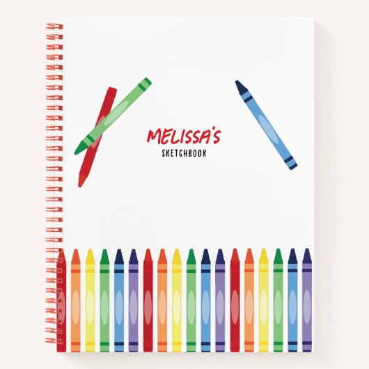 Kleurrijke Rainbow Crayons Schattige Monogram Sche Notitieboek (Voorkant)