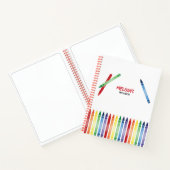 Kleurrijke Rainbow Crayons Schattige Monogram Sche Notitieboek (Binnen)