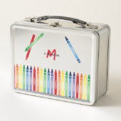 Kleurrijke Rainbow Crayons Schattigee Monogram Sch (Voorkant)