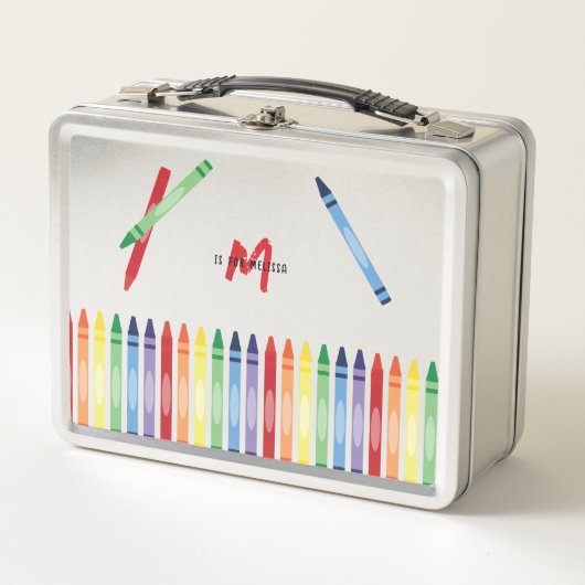 Kleurrijke Rainbow Crayons Schattigee Monogram Sch (Voorkant)