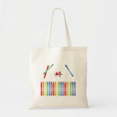 Kleurrijke Rainbow Crayons Schattigee Monogram Sch Tote Bag (Voorkant)