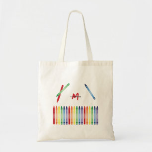 Kleurrijke Rainbow Crayons Schattigee Monogram Sch Tote Bag