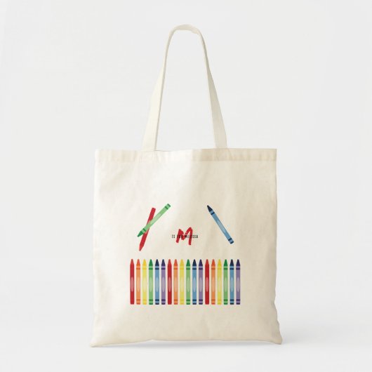 Kleurrijke Rainbow Crayons Schattigee Monogram Sch Tote Bag (Voorkant)