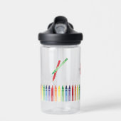 Kleurrijke Rainbow Crayons Schattigee Monogram Sch Waterfles (Voorkant)