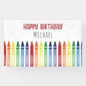 Kleurrijke Rainbow Crayons Verjaardagsfeestje Spandoek (Horizontaal)