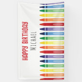 Kleurrijke Rainbow Crayons Verjaardagsfeestje Spandoek (Verticaal)