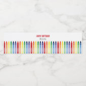 Kleurrijke Rainbow Crayons Verjaardagsfeestje Waterfles Etiket (Enkel label)