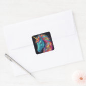 Kleurrijke Rainbow Eenhoorn Fantasy Art Vierkante Sticker (Envelop)
