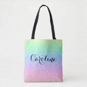 Kleurrijke Rainbow Eenhoorn Glitter Trendy Pattern Tote Bag (Voorkant)