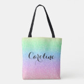 Kleurrijke Rainbow Eenhoorn Glitter Trendy Pattern Tote Bag (Achterkant)