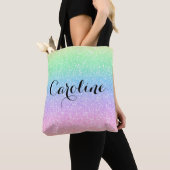 Kleurrijke Rainbow Eenhoorn Glitter Trendy Pattern Tote Bag (Dichtbij)