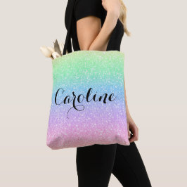 Kleurrijke Rainbow Eenhoorn Glitter Trendy Pattern Tote Bag