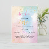 Kleurrijke Rainbow Eerste Verjaardag Uitnodiging (Staand voorkant)