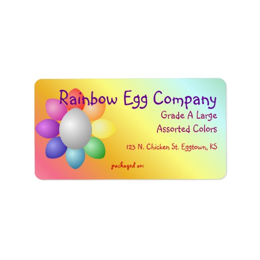 Kleurrijke Rainbow Eggs Ei Carton Label (Voorkant)