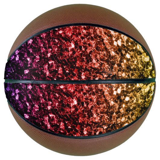 Kleurrijke Rainbow faux glitter sprankelt bling Basketbal (Voorkant)