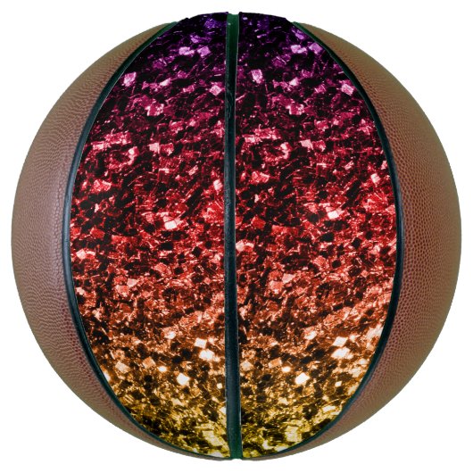 Kleurrijke Rainbow faux glitter sprankelt bling Basketbal (Verticaal)