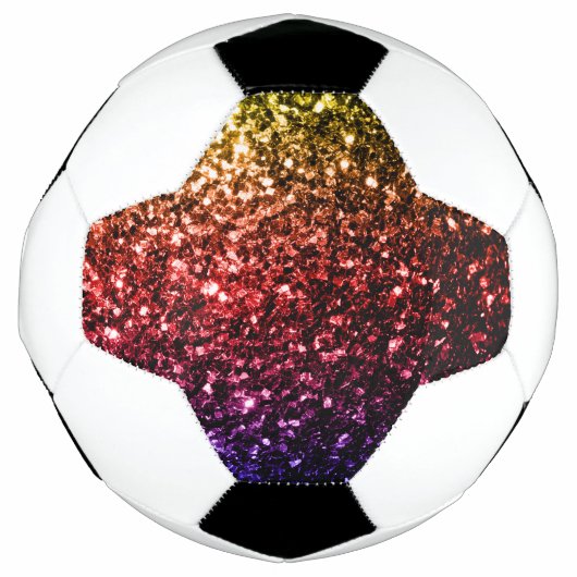 Kleurrijke Rainbow faux glitter sprankelt bling Voetbal (Voorkant)