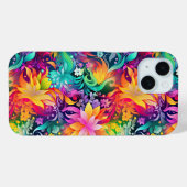 Kleurrijke Rainbow Floral Pattern iPhone Case (Achterkant (horizontaal))