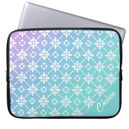 Kleurrijke Rainbow Flower Pattern Gepersonaliseerd Laptop Sleeve