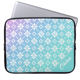 Kleurrijke Rainbow Flower Pattern Gepersonaliseerd Laptop Sleeve