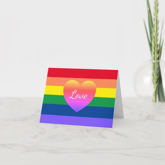 Kleurrijke Rainbow Gay Pride Love Heart Kaart (Voorkant)