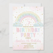 Kleurrijke Rainbow Girl's Party Invite, Rainbow Kaart (Voorkant)