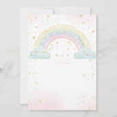 Kleurrijke Rainbow Girl's Party Invite, Rainbow Kaart (Achterkant)