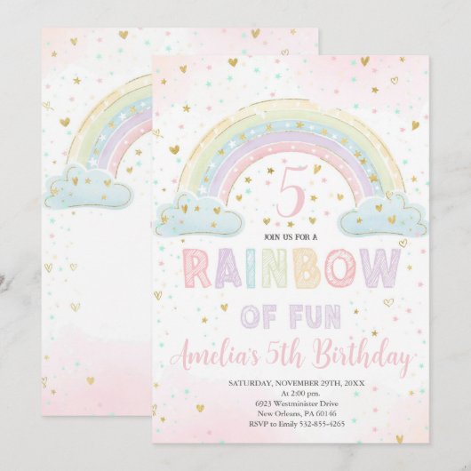 Kleurrijke Rainbow Girl's Party, Rainbow of Fun Kaart (Voorkant / Achterkant)