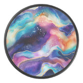 Kleurrijke Rainbow Glitter Agaat Patroon Monogram Hockey Puck (Voorkant)