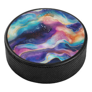 Kleurrijke Rainbow Glitter Agaat Patroon Monogram Hockey Puck