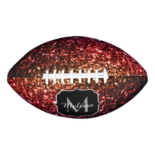 Kleurrijke Rainbow glitter sparkle Monogram naam American Football (Voorkant)