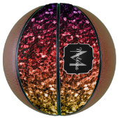 Kleurrijke Rainbow glitter sparkle Monogram naam Basketbal (Verticaal)